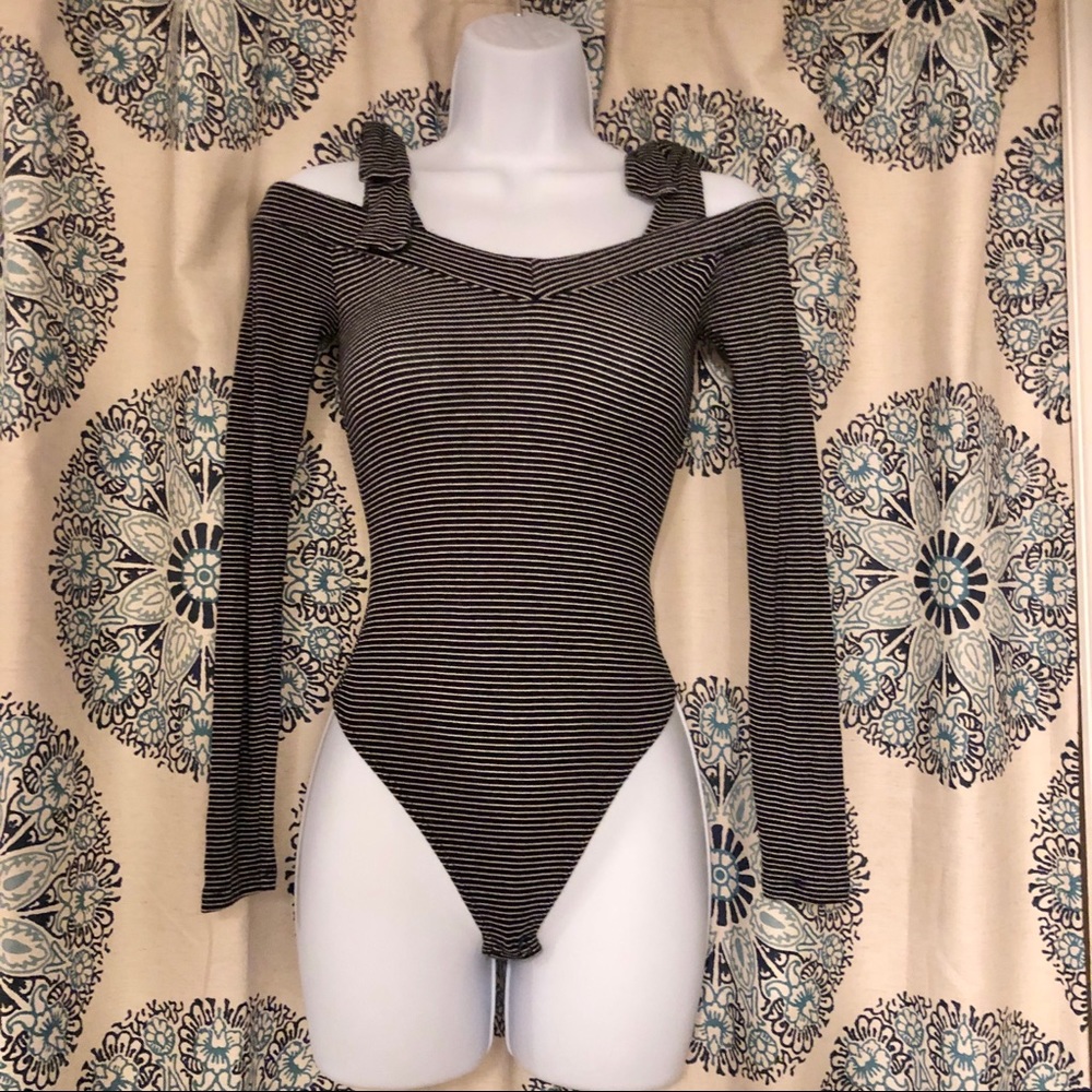 Express long sleeve thong body suit.